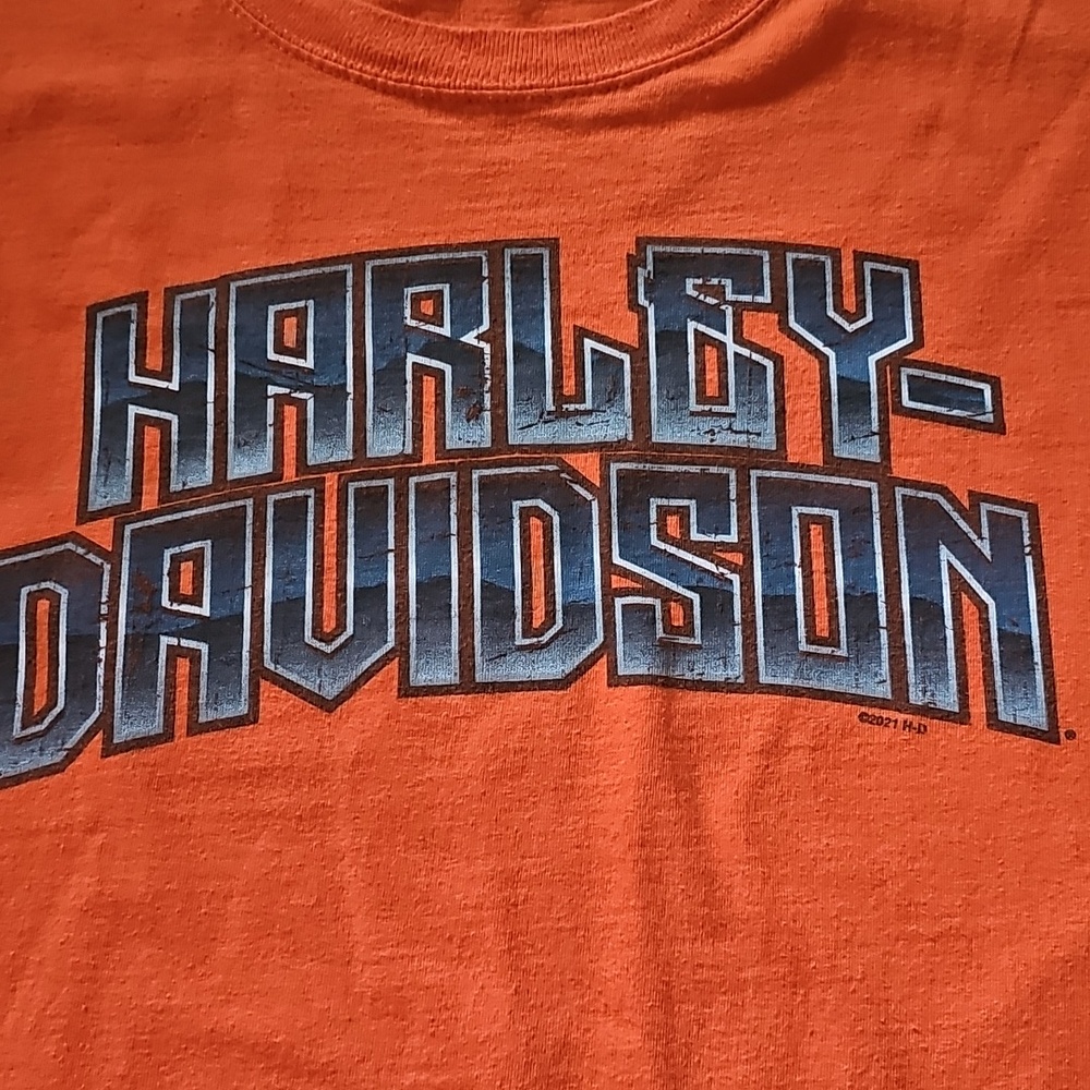 Harley Davidson Long Sleeve Safety Orange Somerset PA HD T-Shirt Men's Size XL - Picture 5 of 13